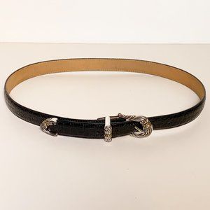 Vtg 90s Brighton Black Silver Buckle Belt M/L 32